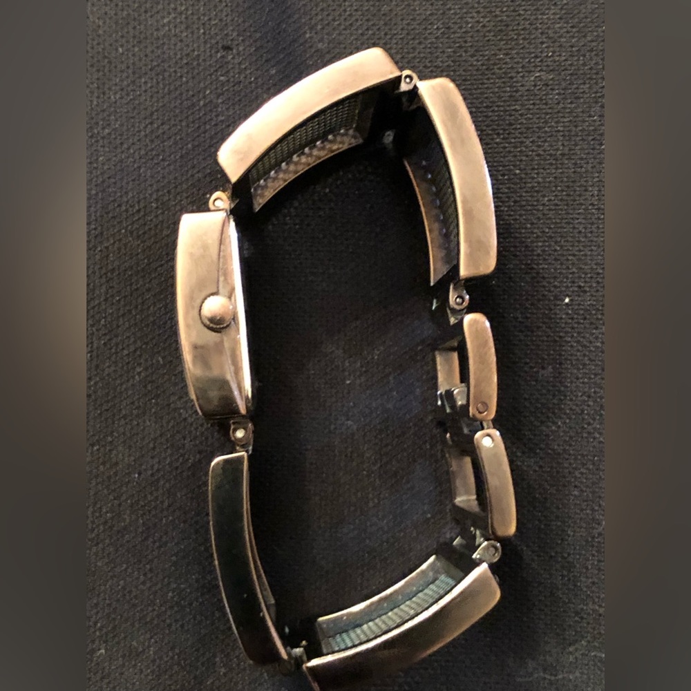 (192)Vintage Fossil Black Rectangular Mesh-Link Bracelet Women Watch - Picture 4 of 7
